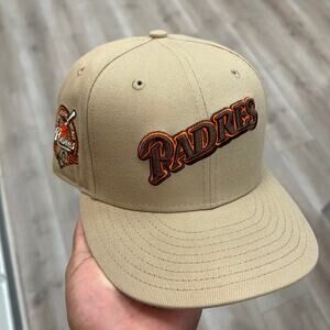 New Era San Diego Padres 40th Anniversary Script Patch fitted hat Cap size 7 1/4